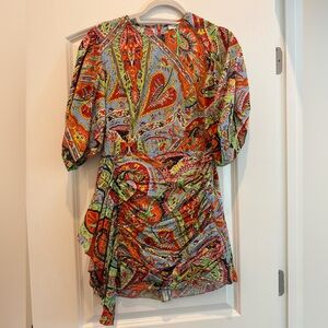 RHODE Mini Floral Puff-Sleeve Ruched Pia Dress